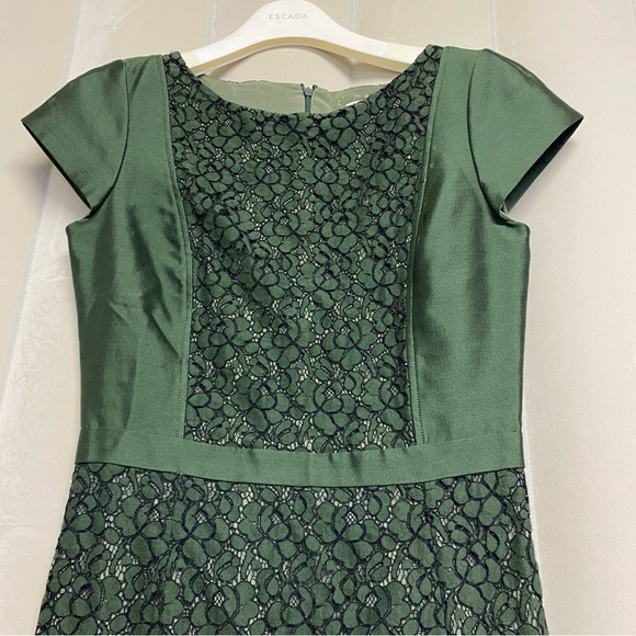 Tory Burch Women’s Mariana Dress Size 4 Lace Jacquard Douglas Fir Designer NWT - Picture 4 of 14